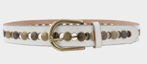 Amsterdam Heritage Jasym All Over Gold Studded Belt - Off White - Image 5