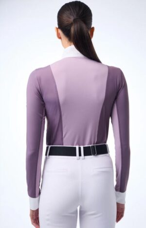 70degrees Bib Long Sleeve Show Shirt - Lavender / White - Image 3