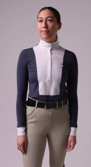 70degrees Bib Long Sleeve Show Shirt - Navy / White - Image 2