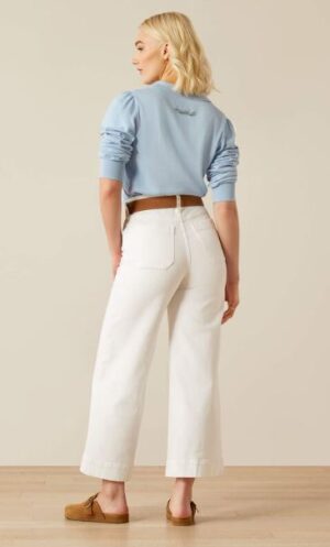 Ariat Ultra High Rise Countryside Wide Leg Crop Jeans - White - Image 3