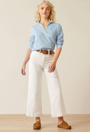 Ariat Ultra High Rise Countryside Wide Leg Crop Jeans - White - Image 2