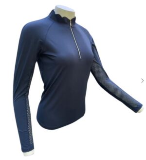 70degrees Scallop Collar Wicking Sun Shirt Long Sleeve - Navy - Image 3