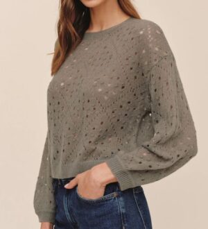 Bella Dahl Balloon Sleeve Sweater - Shadow Moss - Image 3