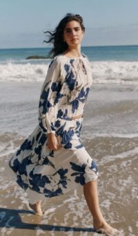 Bella Dahl Pleated Skirt - Indigo Iris Print