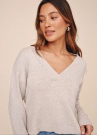 Bella Dahl V-Neck Sweater - Heather Mist