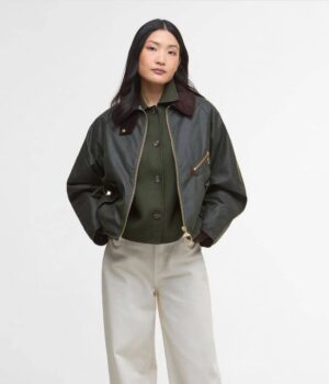 Barbour Arlene Waxed Jacket - Fern / Ancient Tartan - Image 2