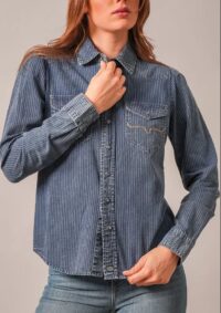 Kimes Frankie Indigo Stripe Western Blouse